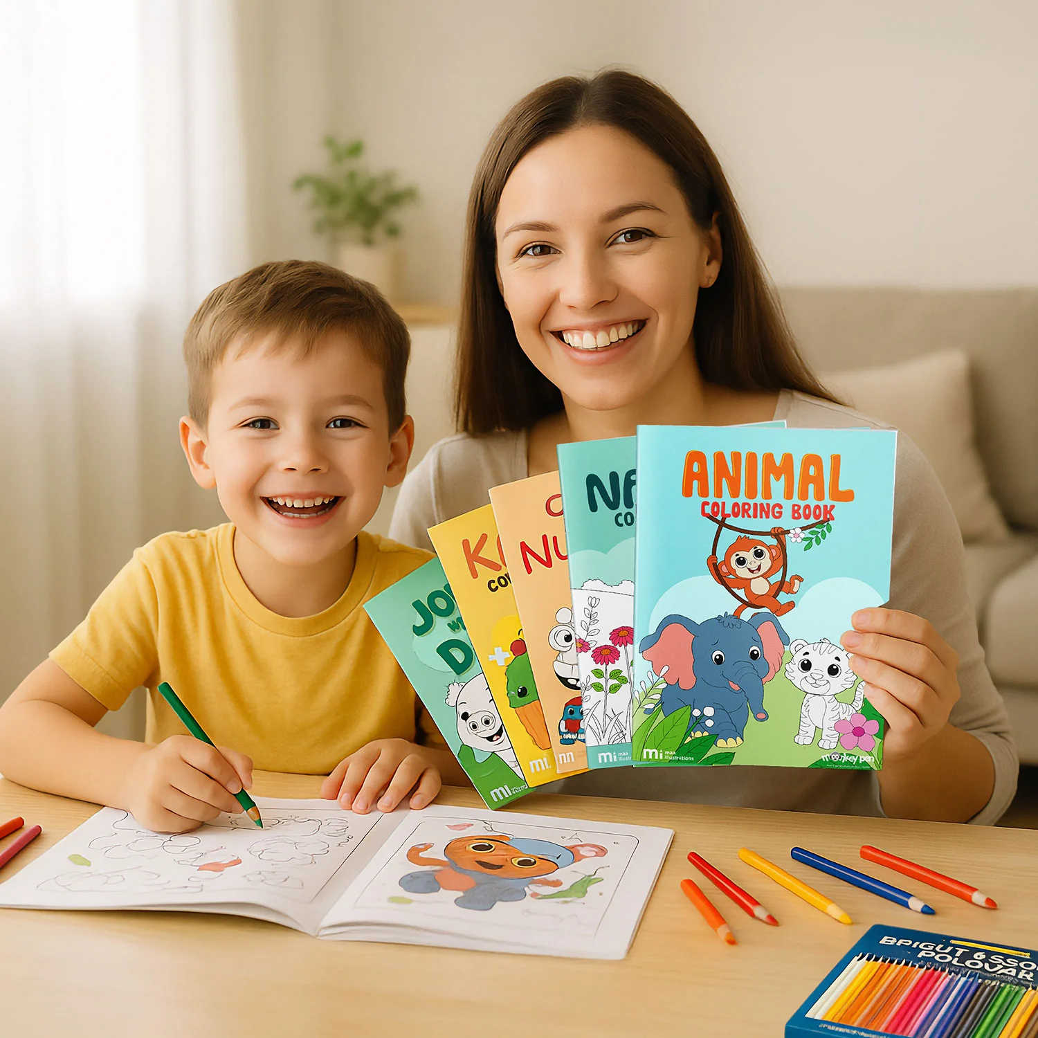 Jumbo Coloring Book Bundle - 5 Themed Printed Books + Free Coloring Pencils Set + Free Shipping - The Perfect Gift for Kids! - Image 2