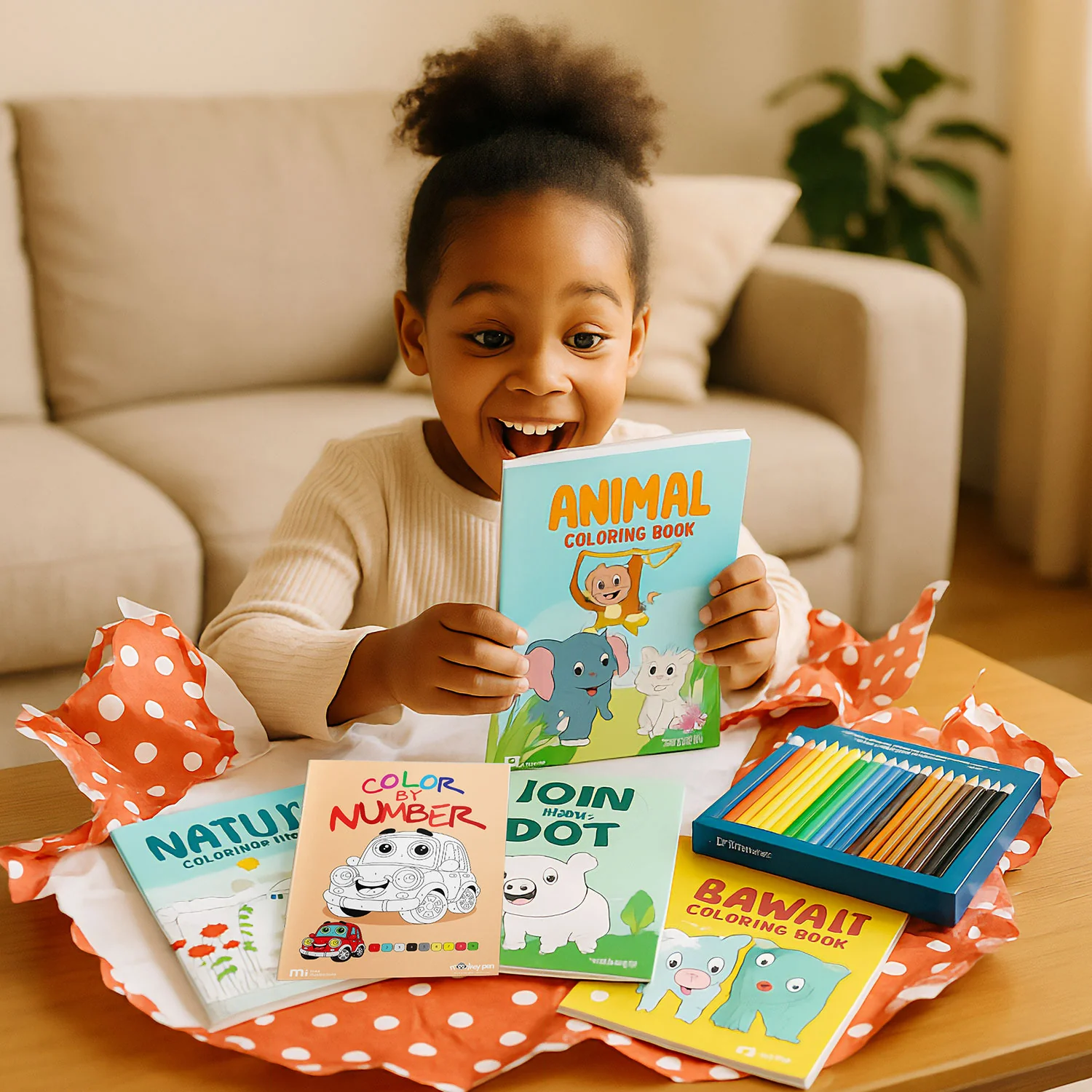 Jumbo Coloring Book Bundle - 5 Themed Printed Books + Free Coloring Pencils Set + Free Shipping - The Perfect Gift for Kids! - Image 3